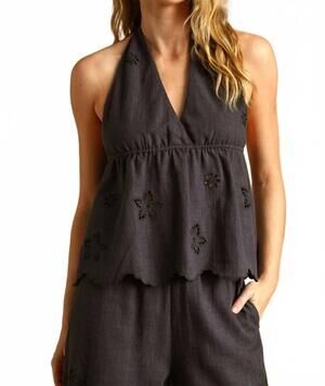 NEW MIOU MUSE desert bloom halter top in midnight